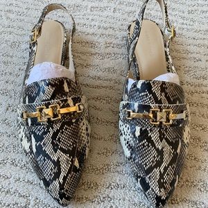 ❌SOLD❌NWOT 11 WIDE MARC FISHER SNAKE PRINT SLINGBACK LOAFERS
